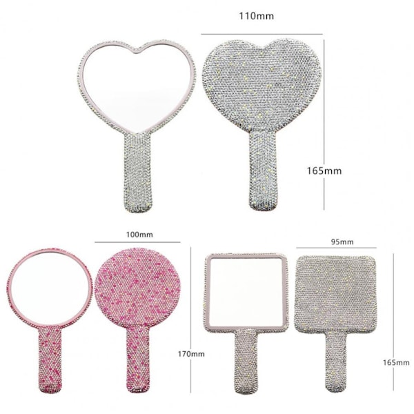 Rhinestone håndholdt spejl Rhinestone Makeup Mirror SQUARE square white