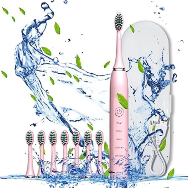 Smart elektrisk tannbørste Oppladbar elektrisk tannbørste ROSA Pink