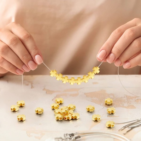 100st guldpläterade pärlor Cross Beads Spacer Beads