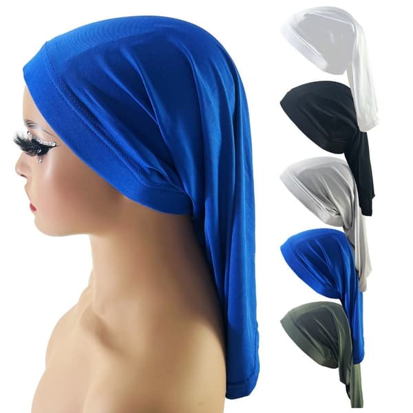 Elastisk hodebåndhette Satin Head Wrap WHITE white