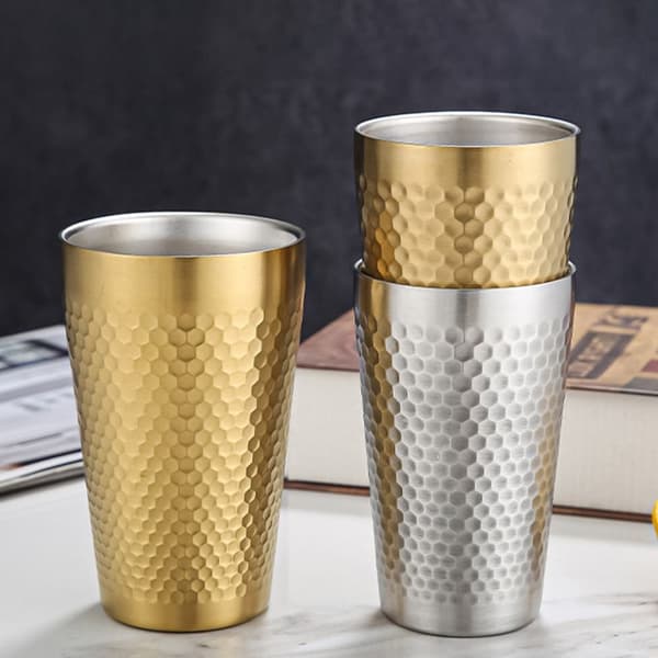 Dobbeltvæggede ølkopper Koldtvandsdrikkop SØLV 450ML silver 450ml