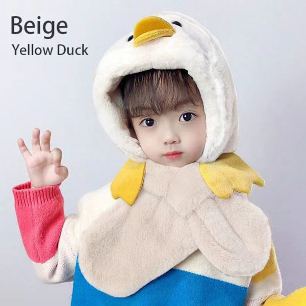 Babyhue Med Tørklæde Tørklæder Øre Halshætter BEIGE GUL AND beige Yellow Duck-Yellow Duck