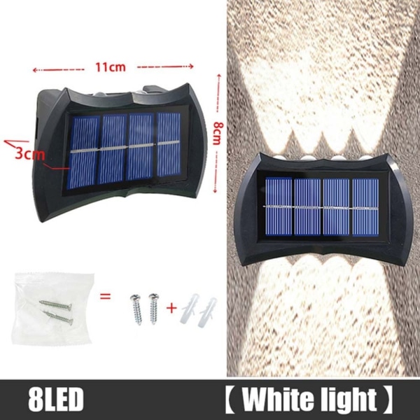LED Solar Light Exteriör Vägglampa 8LED VIT 8LED VIT 8LED White