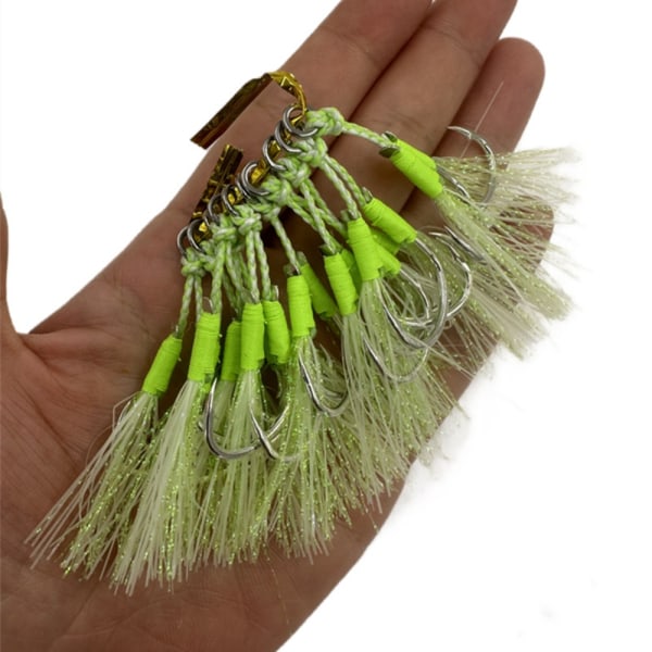 Fjer fiskekroge med line to kroge 3/0-2 STK 3/0-2 STK 3/0-2pcs