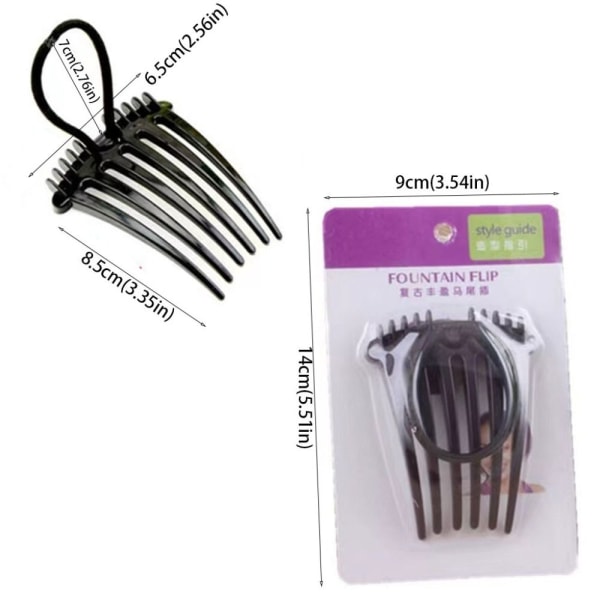 2 KPL Fluffy Hair Comb -hiusklipsi COFFEE coffee