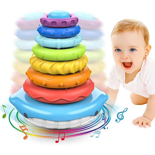 Stable Ring Blocks Rainbow Tower BLÅT blue