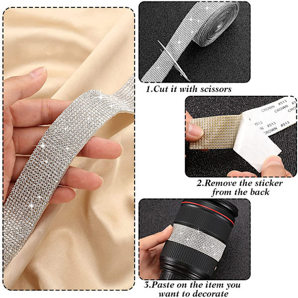 2Rolls/5Rolls självhäftande Rhinestone Diamond Ribbon 2 2