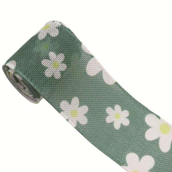 6 ruller 30 Yards Blomsterbånd Daisy Ribbon Wired Edge Ribbon