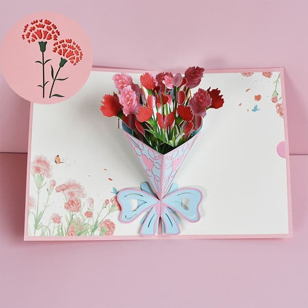 3D buketkort Blomster lykønskningskort B B B