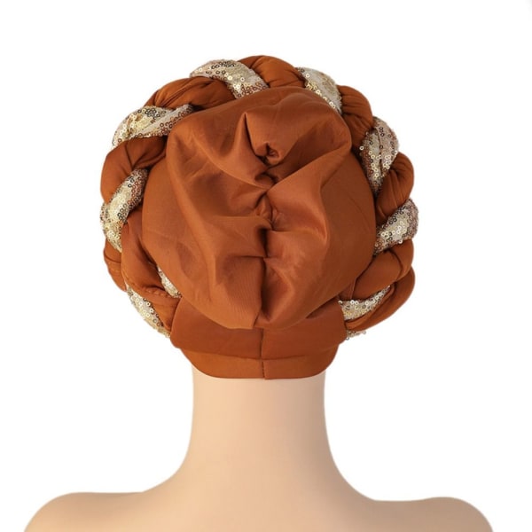 Turbans Cap Paljett Fläta Hatt BLÅ Blue