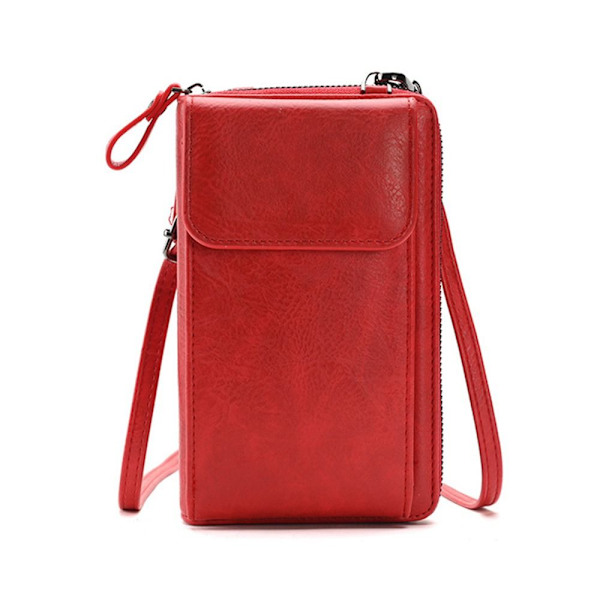 Clutch Wallet Crossbody nahkalaukku PUNAINEN Red