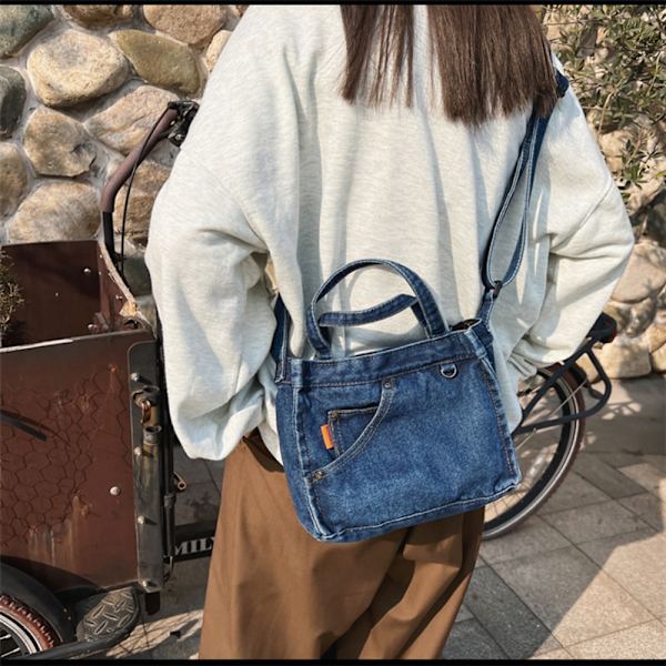 Denim Tyg Tygväska Dam Lilla Axelväska LJUSBLÅ Light Blue