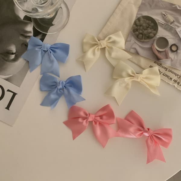 6st Bow Hårklämmor Bowknot Hårstänger VIT white