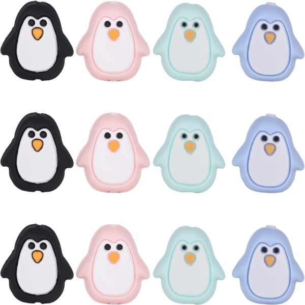 12 stykke søt pingvin silikonperler Mini Animal Spacer Beads 0c5b | Fyndiq