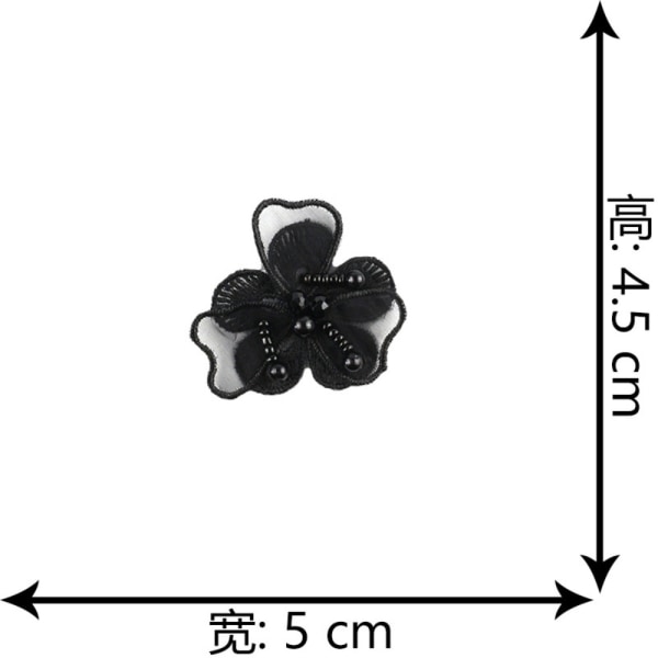 12 stk Blomsterblondebroderede patches Sort 3D-blomster Sy på