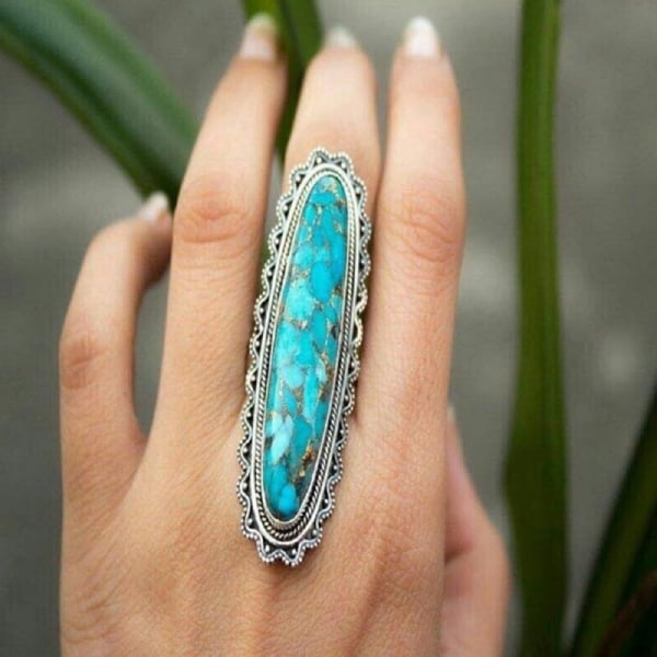 Faux Turkos Ring Stora Ringar 8 8