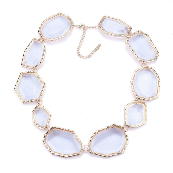 Geometrisk halskjede Choker HVIT A A White A-A