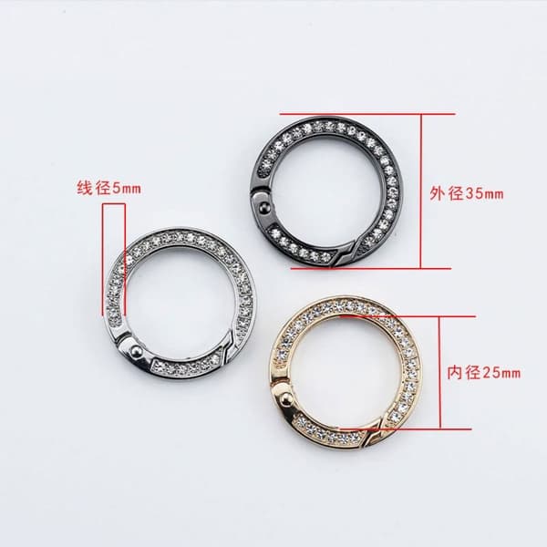 3 st Fjäder O-Ring Spännen Karbinhakar Plånböcker Handväskor SVART Black