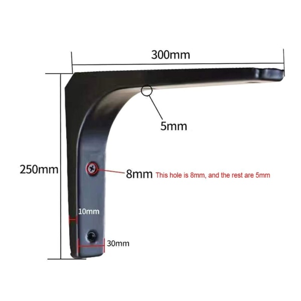 Högervinkelfäste Skrivbordshylla SVART 30CM black 30cm