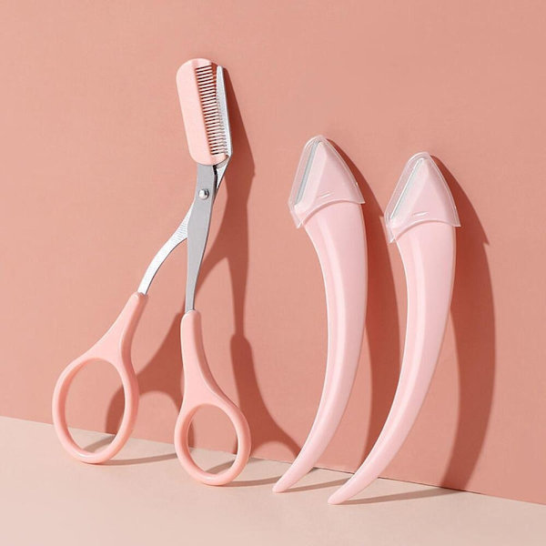 Comb Eyebrow Sakset Kauneus Sakset PINK Pink