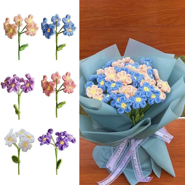 Håndstrikket lavendelblomst Lavendelflettet blomst HVIT White