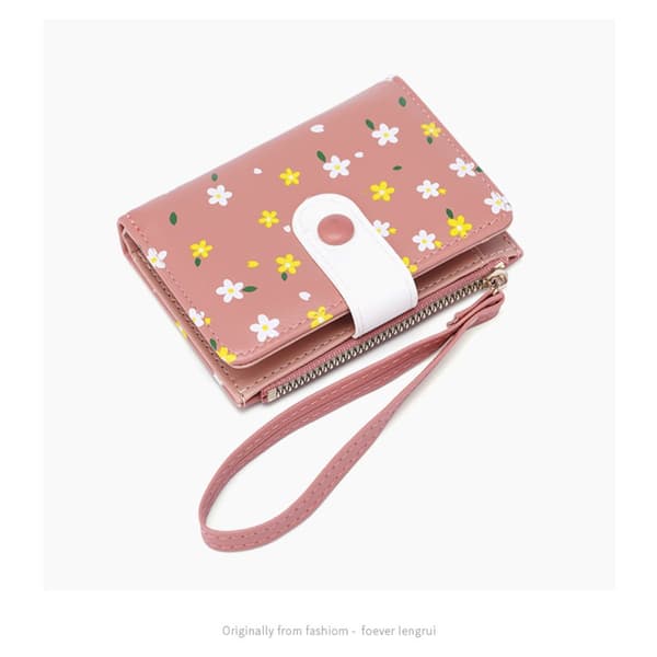 Blomstertrykt lommebok Solid Multi-Card Holder Veske GUL yellow
