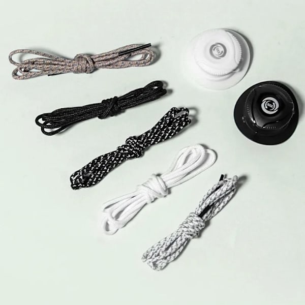 Automatisk Buckle Rope No Tie Shoe Snørebånd HVID SORT PRIKKER HVID White black dots