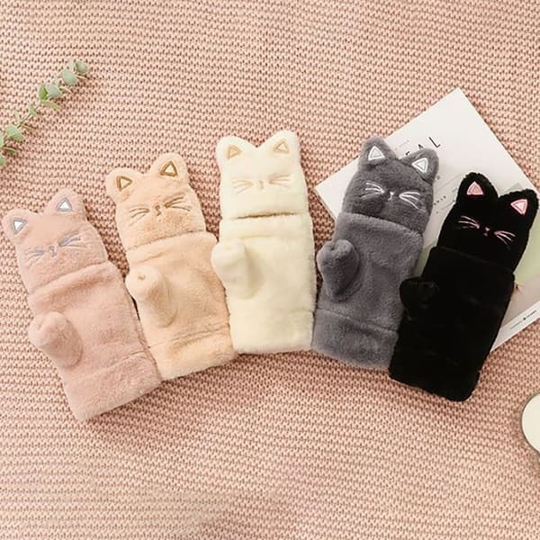 Cat Plys Handsker Søde Half Finger Handsker SORT BLACK