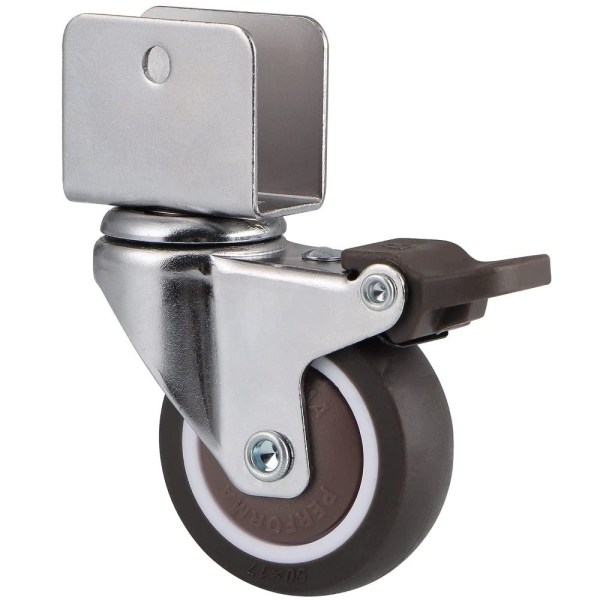 4 kpl kääntyvä pyörä, 2" jarrupyörä 3/4" U-kiinnikkeellä