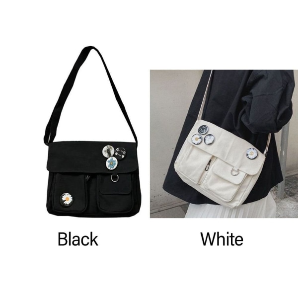 Shopper Totes Tasker Lærred Messenger Bag WHITE White