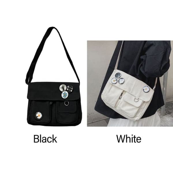 Shopper Totes Tasker Lærred Messenger Taske SORT Black