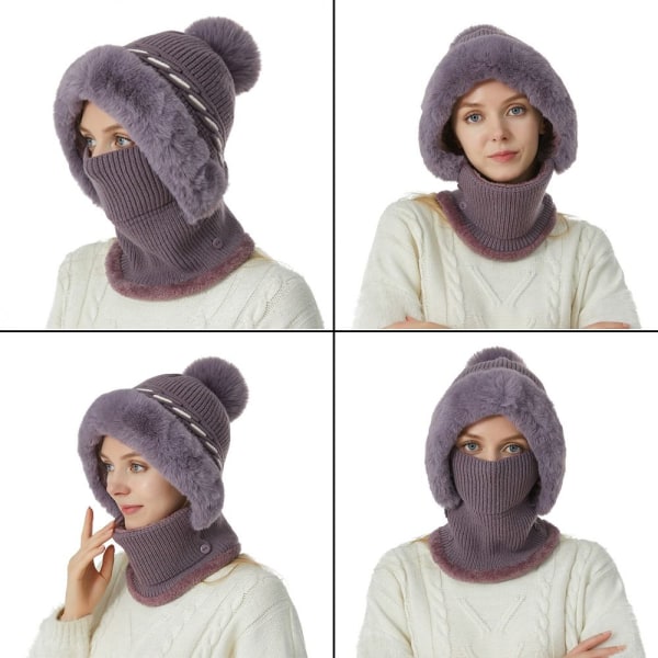 Strikket Hat Face Cover Halshætter LILLA purple