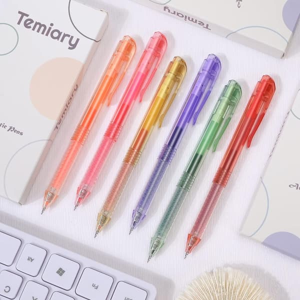 6 STK Gel Pen Sort Refill Pen Kuglepen