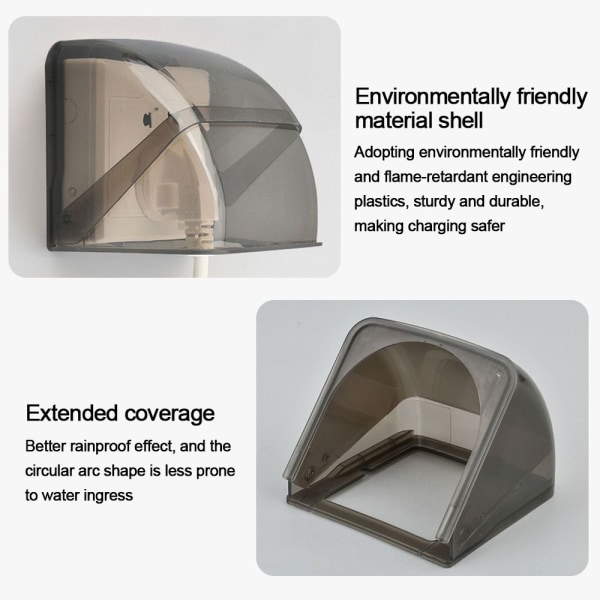 Strömbrytare Cover Sockel Vattentät Box SVART TYPE2 TYPE2 black type2-type2