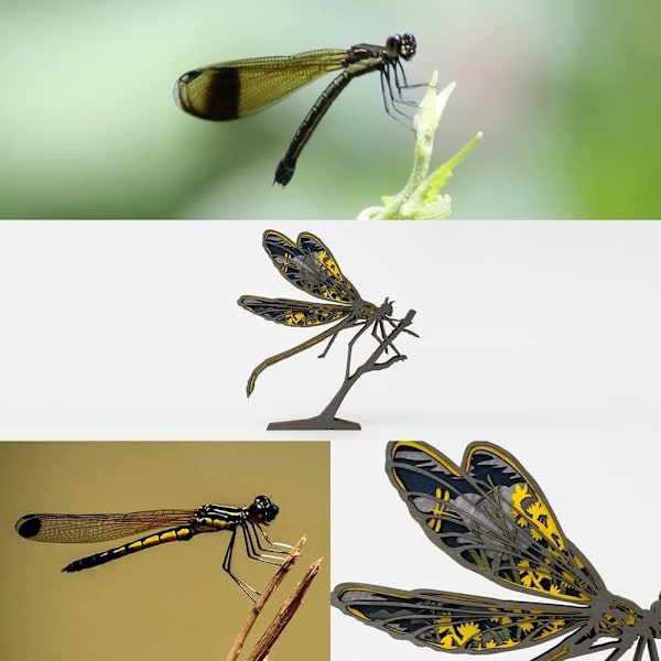 Handgjord heminredning Dragonfly-dekor Djurstatyer i trä