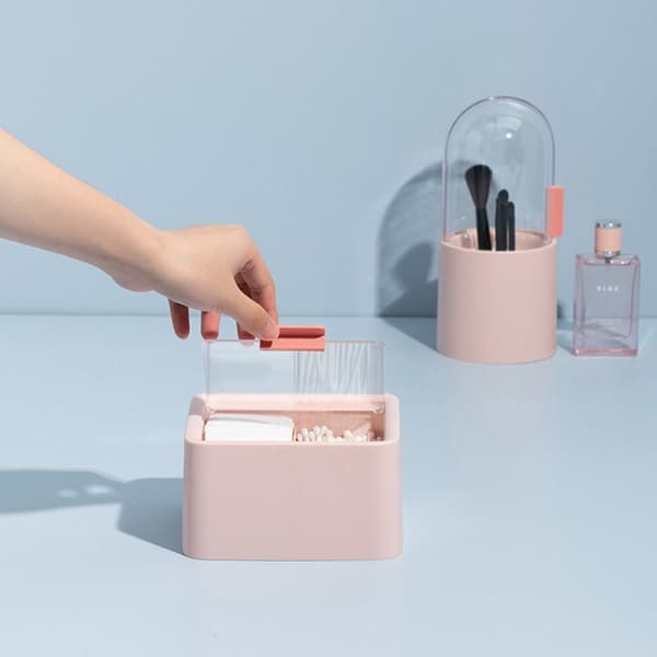 Bomuldspindebold Qtip Holder Krukke Plastbeholder BLÅ Blue