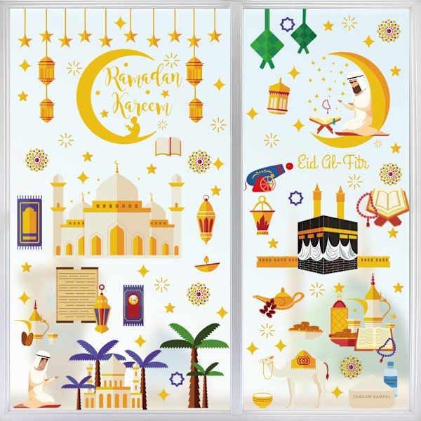 9 st Eid Mubarak Väggdekaler Ramadan Dekoration