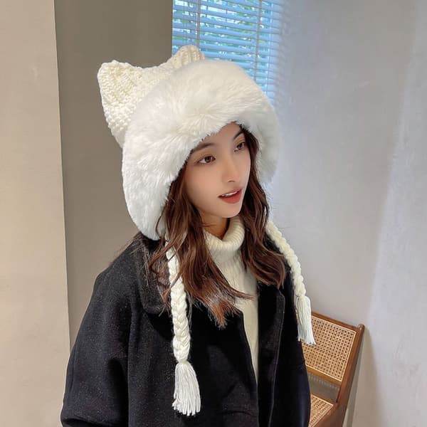 Søt Beanie Hat Hekle Cap KHAKI khaki