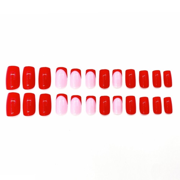 False Nails Square Head Cherry Red