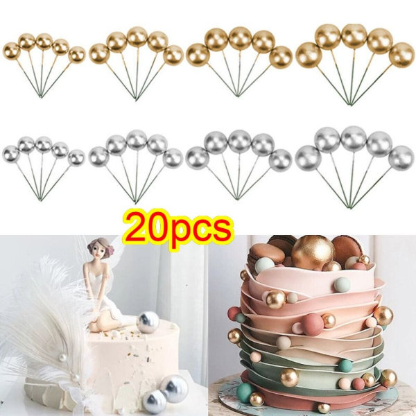 Golden Balls Cake Toppers Kakun koristelu HOPEAA 3cm Silver 3cm