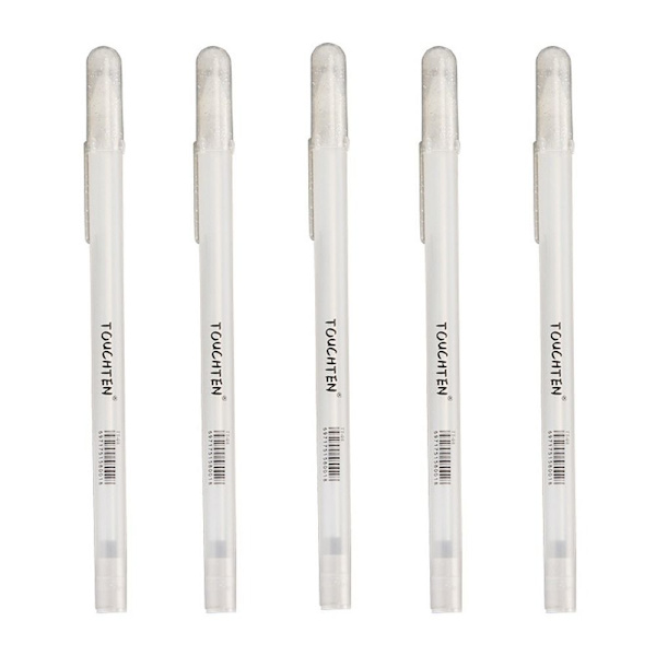 5 STK 0,8 mm Hvid Pen Sketch Fine Liner Pen Superior High Light Silver
