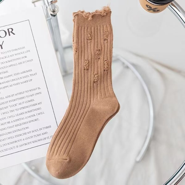 Broken Hole Bomullsstrumpor Beggar Pile Socks CAMEL camel