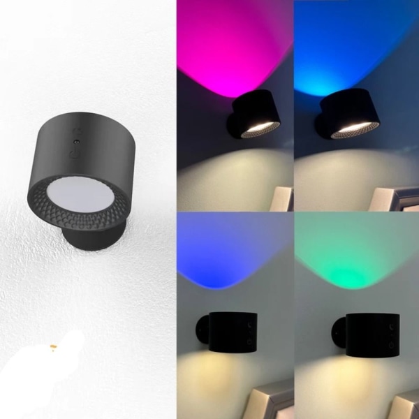 LED Væglamper Lys Læse Natlys SORT RGB SORT RGB Black RGB