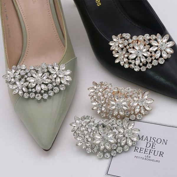 Rhinestone Shoe Clip Shiny Dekorativ Clip SØLV Silver