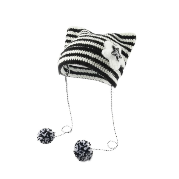 Pulloverhue Strikket uldhue SORT&HVID A A black&white A-A