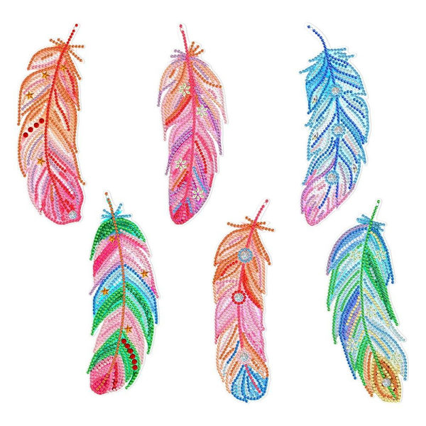 6 kpl / set Feather Bookmark Diamond painting Kirjanmerkki 04 04 04