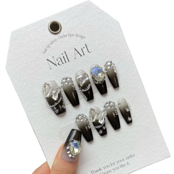Pure Manual False Nail Crystal Butterfly Håndlagde negler S S