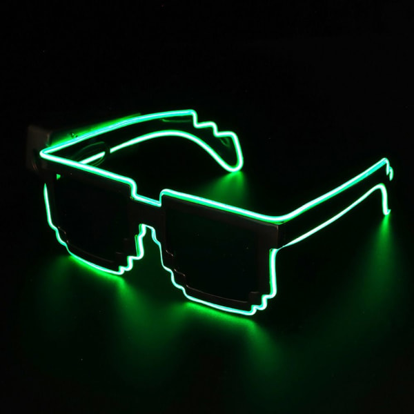 Mosaikk LED-briller LED-opplyste briller Glow in the Dark LIME Lime Green