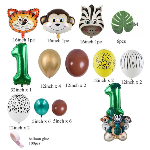 Djur Nummerballonger Digitala Ballongset NUMMER 1 Number 1