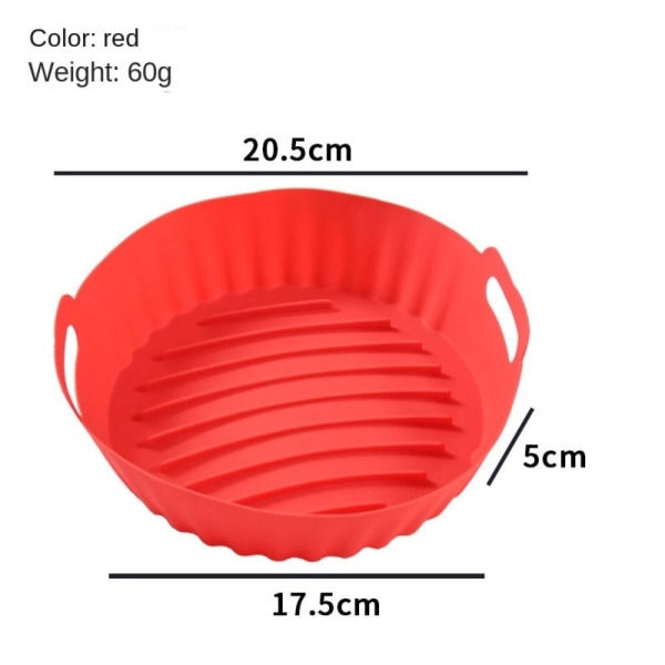 Rund Silikongryte For Air Fryer RØD Red